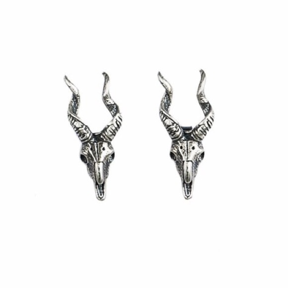 Single Accent Tide Male Sheep Head Ear Men's Earrings S925 Silver Earrings - Picture 7 of 7